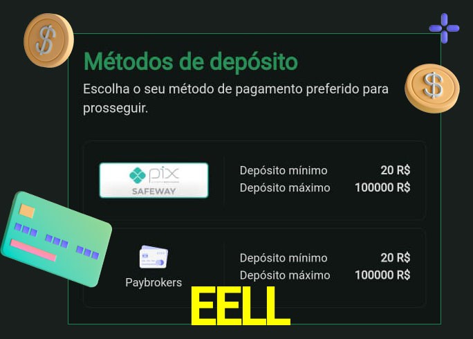 O cassino EELL oferece uma grande variedade de métodos de pagamento